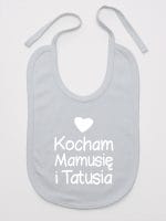 kocham mamusię i tatusia z sercem śliniak niemowlęcy kolor szary 034