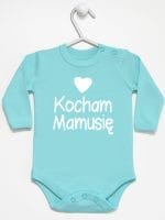 kocham mamusię z sercem body z długim rękawem kolor miętowy 032