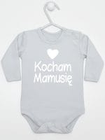 kocham mamusię z sercem body z długim rękawem kolor szary 032