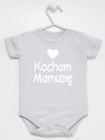kocham mamusię z sercem body z krótkim rękawem kolor szary 032