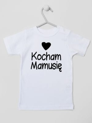 kocham mamusię z sercem koszulka z krótkim rękawem kolor biały 032