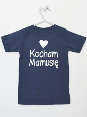 kocham mamusię z sercem koszulka z krótkim rękawem kolor granatowy 032