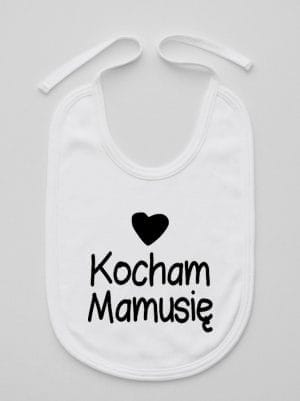 kocham mamusię z sercem śliniak niemowlęcy kolor biały 032