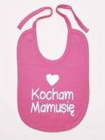 kocham mamusię z sercem śliniak niemowlęcy kolor ciemny różowy 032