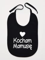 kocham mamusię z sercem śliniak niemowlęcy kolor czarny 032