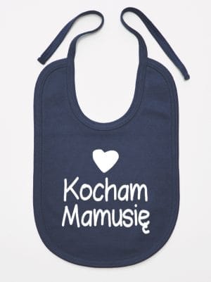 kocham mamusię z sercem śliniak niemowlęcy kolor granatowy 032