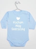 kocham moją siostrzyczkę z sercem body z długim rękawem kolor błękitny 038