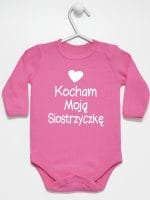 kocham moją siostrzyczkę z sercem body z długim rękawem kolor ciemny różowy 038