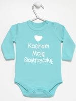 kocham moją siostrzyczkę z sercem body z długim rękawem kolor miętowy 038