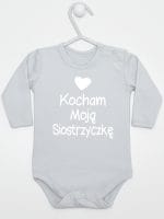 kocham moją siostrzyczkę z sercem body z długim rękawem kolor szary 038