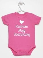 kocham moją siostrzyczkę z sercem body z krótkim rękawem kolor ciemny rózowy 038