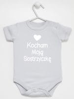 kocham moją siostrzyczkę z sercem body z krótkim rękawem kolor szary 038