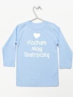kocham moją siostrzyczkę z sercem koszulka z długim rękawem kolor błękitny 038