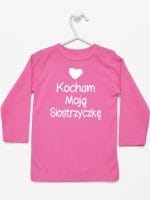 kocham moją siostrzyczkę z sercem koszulka z długim rękawem kolor ciemny różowy 038