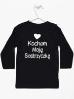kocham moją siostrzyczkę z sercem koszulka z długim rękawem kolor czarny 038