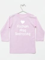 kocham moją siostrzyczkę z sercem koszulka z długim rękawem kolor różowy 038