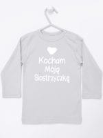 kocham moją siostrzyczkę z sercem koszulka z długim rękawem kolor szary 038
