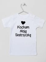 kocham moją siostrzyczkę z sercem koszulka z krótkim rękawem kolor biały 038
