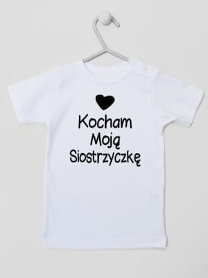 kocham moją siostrzyczkę z sercem koszulka z krótkim rękawem kolor biały 038