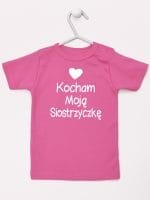 kocham moją siostrzyczkę z sercem koszulka z krótkim rękawem kolor ciemny różowy 038
