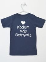 kocham moją siostrzyczkę z sercem koszulka z krótkim rękawem kolor granatowy 038