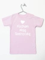 kocham moją siostrzyczkę z sercem koszulka z krótkim rękawem kolor różowy 038