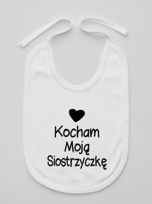 kocham moją siostrzyczkę z sercem śliniak niemowlęcy kolor biały 038