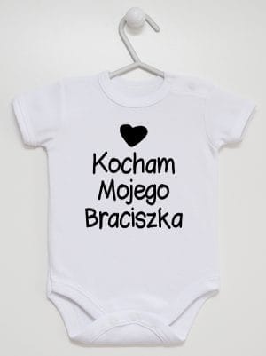 kocham mojego braciszka z sercem body z krótkim rękawem kolor biały 037