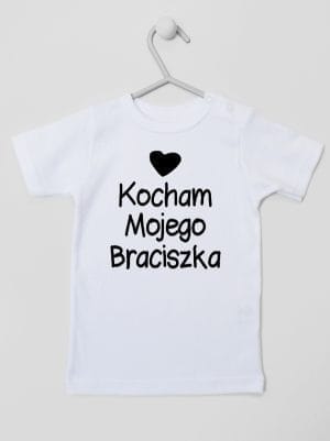 kocham mojego braciszka z sercem koszulka z krótkim rękawem kolor biały 037