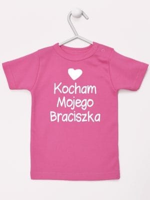 kocham mojego braciszka z sercem koszulka z krótkim rękawem kolor ciemny różowy 037