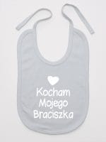 kocham mojego braciszka z sercem śliniak niemowlęcy kolor szary 037