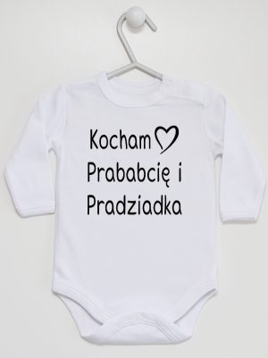 kocham prababcię i pradziadka body z długim rękawem kolor biały 131