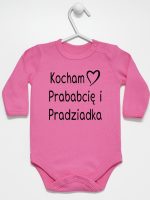 kocham prababcię i pradziadka body z długim rękawem kolor ciemny różowy 131