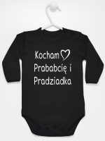 kocham prababcię i pradziadka body z długim rękawem kolor czarny 131