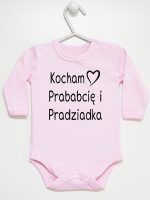 kocham prababcię i pradziadka body z długim rękawem kolor różowy 131