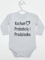 kocham prababcię i pradziadka body z długim rękawem kolor szary 131