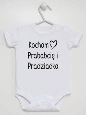 kocham prababcię i pradziadka body z krótkim rękawem kolor biały 131