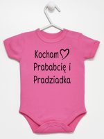 kocham prababcię i pradziadka body z krótkim rękawem kolor ciemny rózowy 131