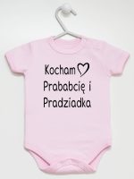 kocham prababcię i pradziadka body z krótkim rękawem kolor różowy 131