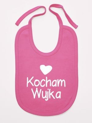 kocham wujka z sercem śliniak niemowlęcy kolor ciemny różowy 036