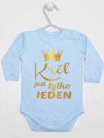 król jest tylko jeden nadruk złoty body z długim rękawem kolor błękitny 232 król jest tylko jeden nadruk złoty body z długim rękawem kolor błękitny 232