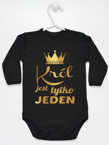król jest tylko jeden nadruk złoty body z długim rękawem kolor czarny 232