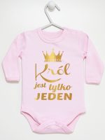 król jest tylko jeden nadruk złoty body z długim rękawem kolor różowy 232 król jest tylko jeden nadruk złoty body z długim rękawem kolor różowy 232