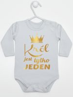 król jest tylko jeden nadruk złoty body z długim rękawem kolor szary 232 król jest tylko jeden nadruk złoty body z długim rękawem kolor szary 232