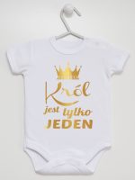 król jest tylko jeden nadruk złoty body z krótkim rękawem kolor biały 232 król jest tylko jeden nadruk złoty body z krótkim rękawem kolor biały 232
