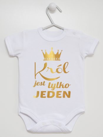 król jest tylko jeden nadruk złoty body z krótkim rękawem kolor biały 232