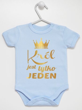 król jest tylko jeden nadruk złoty body z krótkim rękawem kolor błękitny 232
