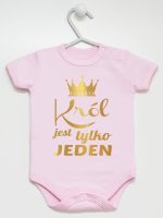 król jest tylko jeden nadruk złoty body z krótkim rękawem kolor różowy 232 król jest tylko jeden nadruk złoty body z krótkim rękawem kolor różowy 232