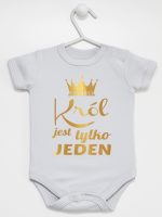 król jest tylko jeden nadruk złoty body z krótkim rękawem kolor szary 232 król jest tylko jeden nadruk złoty body z krótkim rękawem kolor szary 232