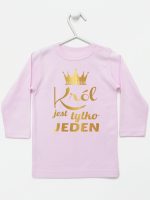 król jest tylko jeden nadruk złoty koszulka z długim rękawem kolor różowy 232 król jest tylko jeden nadruk złoty koszulka z długim rękawem kolor różowy 232